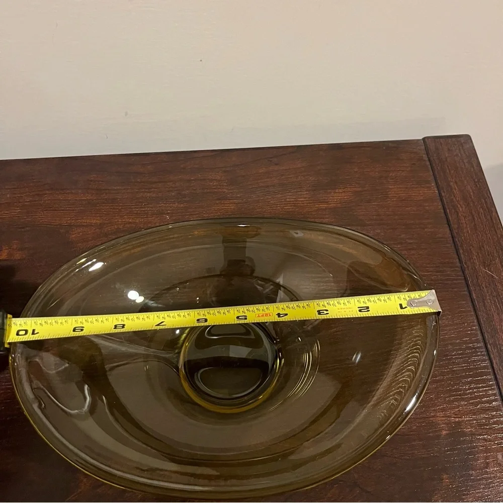 Vintage Free form Citron Olive Oblong Glass Bowl